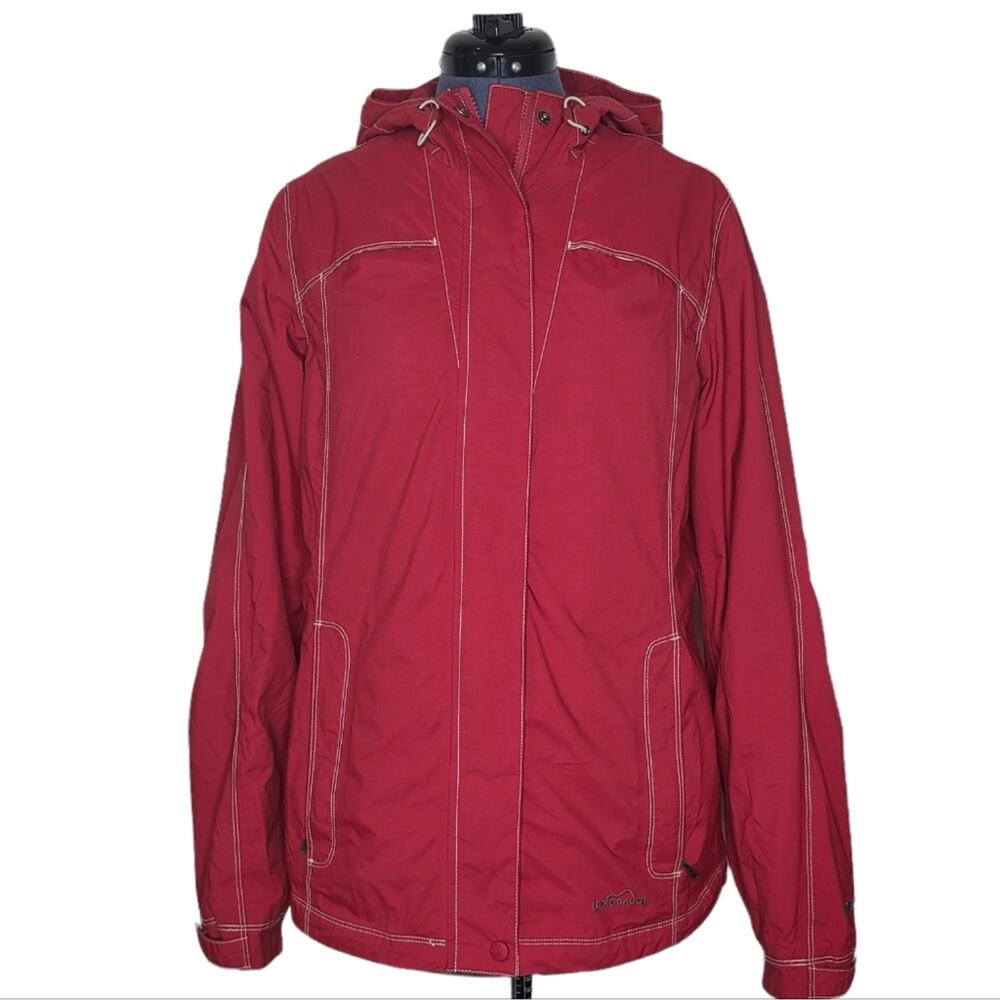 Eddie Bauer WeatherEdge red waterproof hooded jacket medium